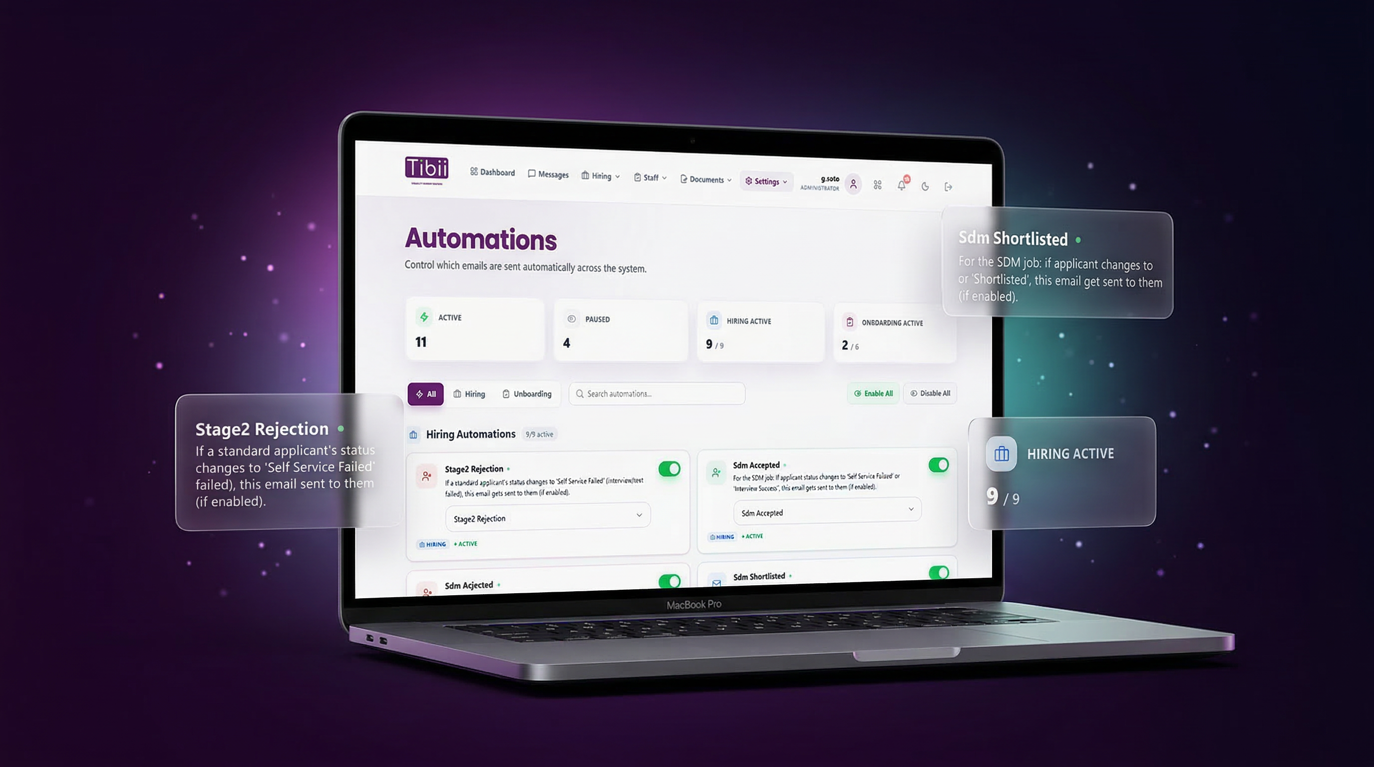 Hiroo Automations — control hiring and onboarding email automations