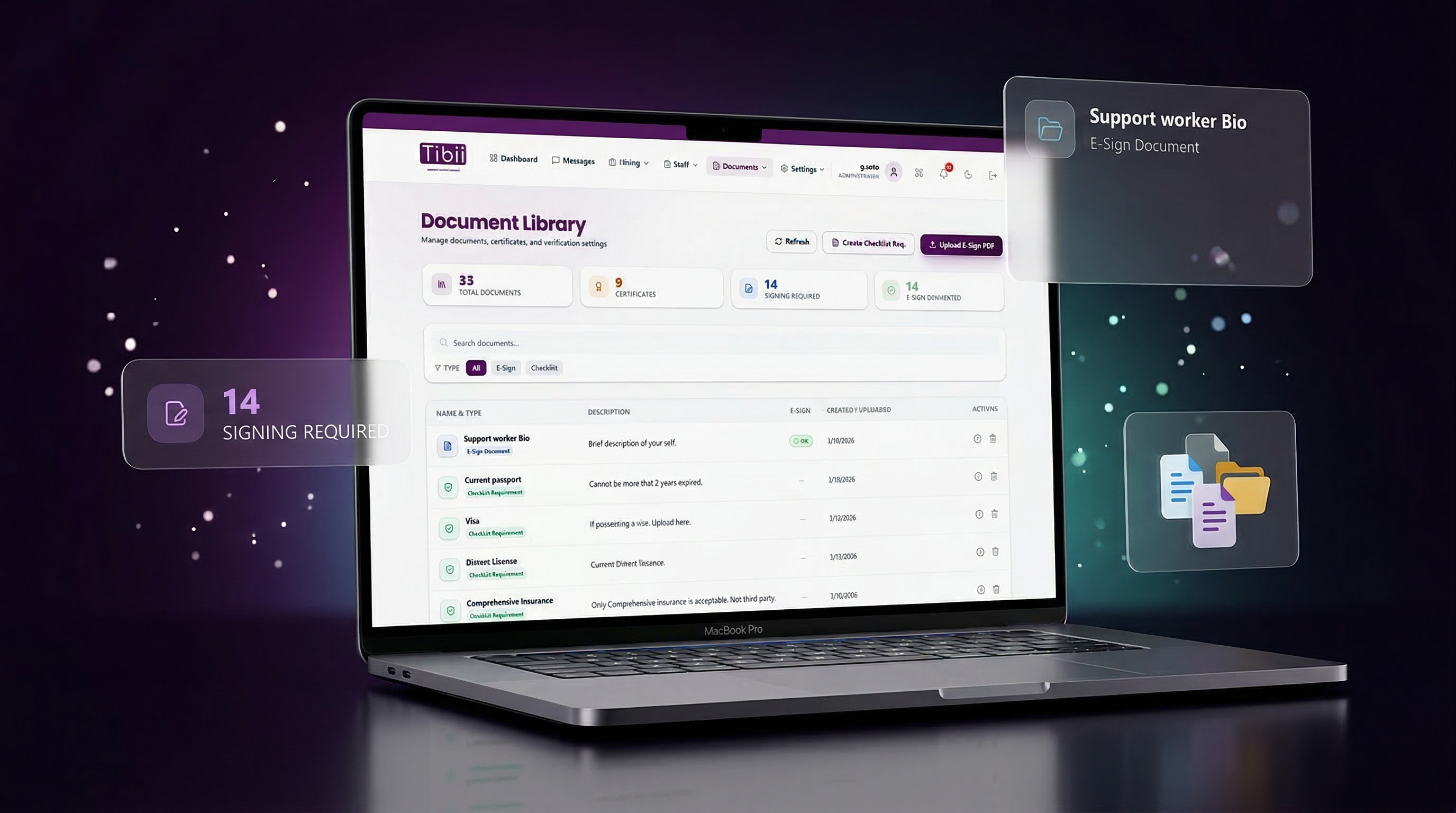 Hiroo Document Library — manage document packs and e-sign requirements